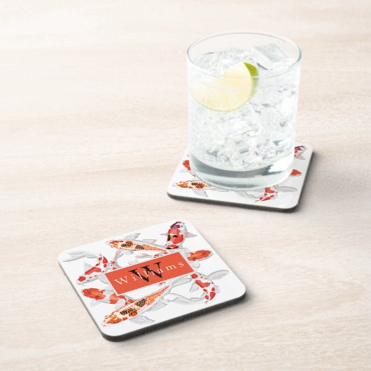 Eleganter orange-weißer Koi-Fisch Getränkeuntersetzer (Rechte Seite)