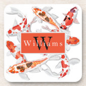 Eleganter orange-weißer Koi-Fisch Getränkeuntersetzer (Vorderseite)