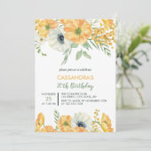 Eleganter Orange & White Anemone Blumengeburt Einladung (Stehend Vorderseite)