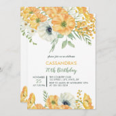 Eleganter Orange & White Anemone Blumengeburt Einladung (Vorne/Hinten)