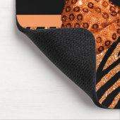 Eleganter orange Zebra-Druck IMITAT Glitz-Bogen Mousepad (Ecke)