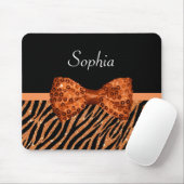 Eleganter orange Zebra-Druck IMITAT Glitz-Bogen Mousepad (Mit Mouse)