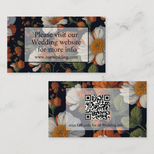 Eleganter orangefarbener Blumencode QR-Blume Begleitkarte (Vorne/Hinten)