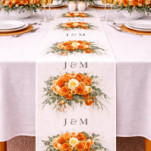 Eleganter orangefarbener Blumenhochzeitsstoff mit 