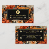 Eleganter Orangefarbener und brauner Herbstlaub Visitenkarte (Vorne/Hinten)