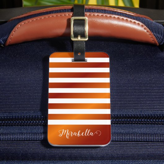 Eleganter orangefarbener und weißer Individuelle N Gepäckanhänger (Vorderseite Insitu 2)