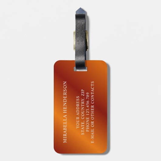 Eleganter orangefarbener und weißer Individuelle N Gepäckanhänger (Rückseite vertikal)