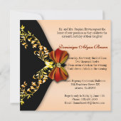 Eleganter Orangen und Schwarz Einladung mit Diamon (Rückseite)