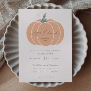 Eleganter Oranger Kleiner Kürbis Herbst-Baby-Party Postkarte