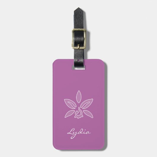 Eleganter Orchid Einfache fette Lila Blume mit Nam Gepäckanhänger (Vorderseite vertikal)