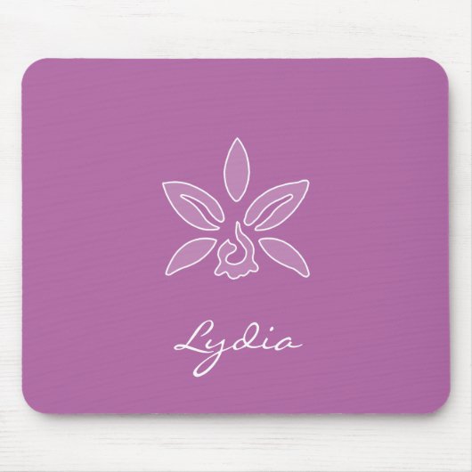 Eleganter Orchid Einfache fette Lila Blume mit Nam Mousepad (Vorne)