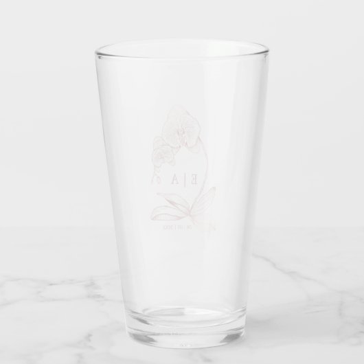 Eleganter Orchid Floral Monogram Wedding Keepake Glas (Rückseite)