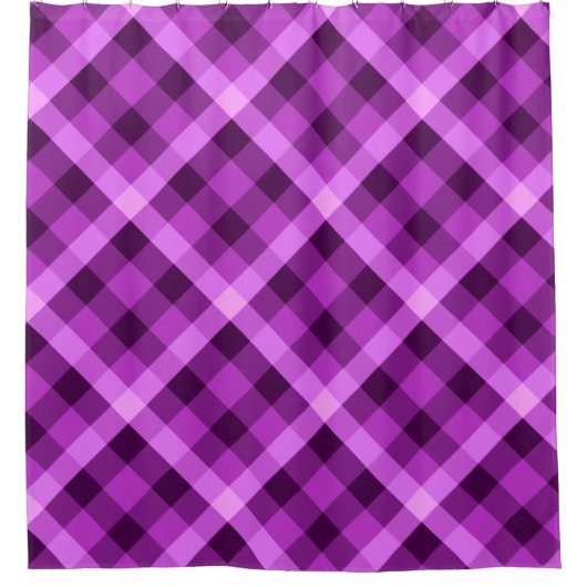 Eleganter Orchid Lila Karierter Duschvorhang (Vorderseite)