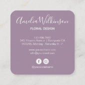 Eleganter orchid schwarz-weiß blühender delikater quadratische visitenkarte (Rückseite)