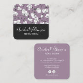 Eleganter orchid schwarz-weiß blühender delikater quadratische visitenkarte (Vorne/Hinten)