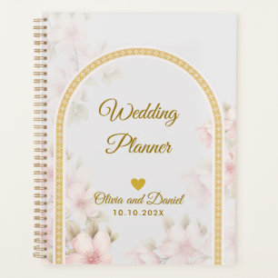 Eleganter Organizer für rosa Blumen Hochzeit Planer