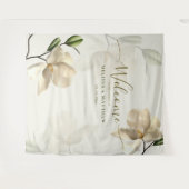 Eleganter orientalischer Weißer Magnolia Willkomme Wandteppich (Vorderseite (Horizontal))