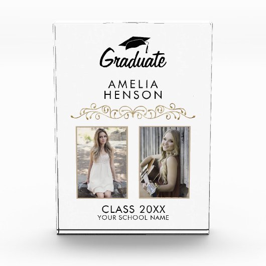 Eleganter Ornament-Abschluss Keepake 2 Fotoblock (Vorderseite)