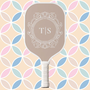 Eleganter Ornamentaler Kreis Monogramm Vintage Anf Pickleball Schläger