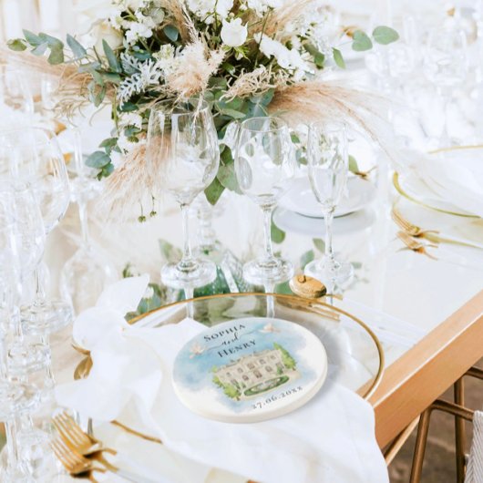 Eleganter Ort | Blume taucht Hochzeit Luxus Getränkeuntersetzer