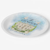 Eleganter Ort | Blume taucht Hochzeit Luxus Pappteller (Schrägansicht)