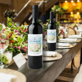 Eleganter Ort | Blume taucht Hochzeit Luxus Weinetikett