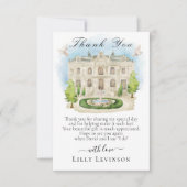 Eleganter Ort mit Brunnen, Blume Brautparty Dankeskarte (Vorderseite)