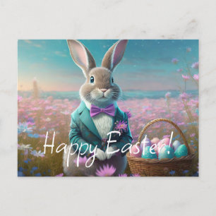 Eleganter Osterhase mit einer Bogen-Krawatte Feiertagspostkarte