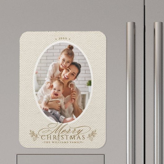 Eleganter Oval Rahmen Frohe Weihnachten Foto Magnet