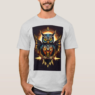 Eleganter Owl Print T - Shirt - Natur Inspiriert T