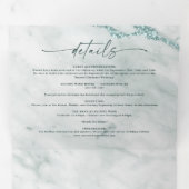 Eleganter Ozean Aquamarines Aqua Marbella Dreifach Gefaltete Einladung (Innen Erste Seite)