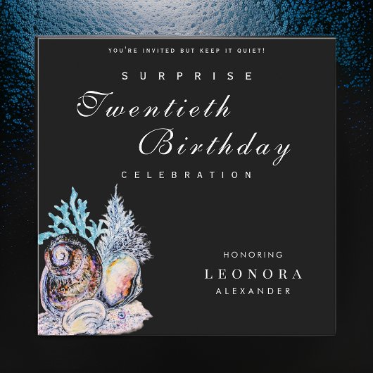 Eleganter Ozean Seashell JEDE Überraschung Geburts Einladung