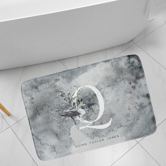 Eleganter Ozean | Watercolor Whale Monogram Badematte