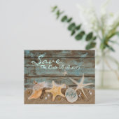 Eleganter Ozeanstrand Save the Date Ankündigungspostkarte (Stehend Vorderseite)