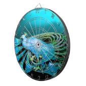 ELEGANTER PAKOCK IN AQUAMARINER, TÜRKISCHER BLAU DARTSCHEIBE (Vorderseite rechts)