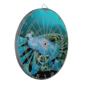 ELEGANTER PAKOCK IN AQUAMARINER, TÜRKISCHER BLAU DARTSCHEIBE (Vorderseite Links)