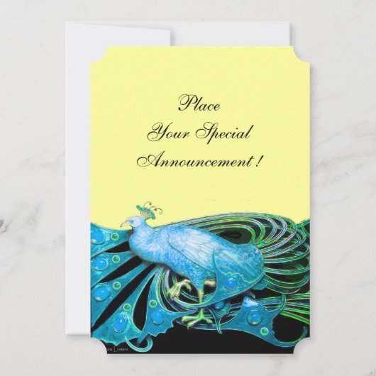 ELEGANTER PAKOCK IN BLAU, SCHWARZ. EINLADUNG (Rückseite)