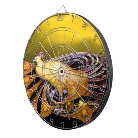ELEGANTER PAKOCK IN GOLDGELB DARTSCHEIBE (Vorderseite rechts)