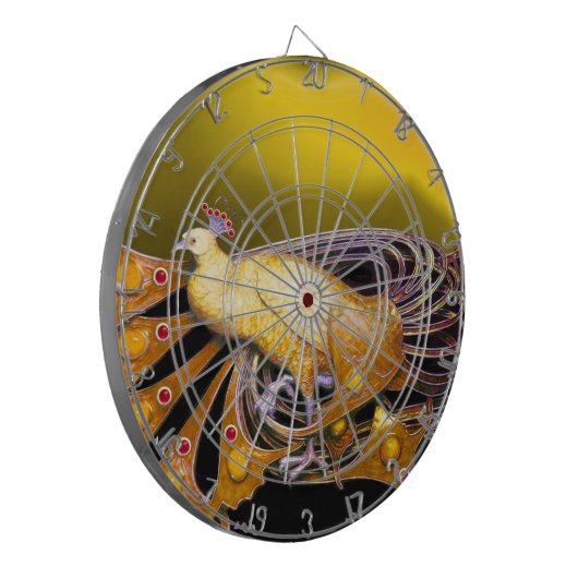 ELEGANTER PAKOCK IN GOLDGELB DARTSCHEIBE (Vorderseite Links)