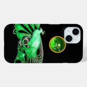 ELEGANTER PAKOCK IN GRÜN, EMERALD MONOGRAMM Case-Mate iPhone HÜLLE (Rückseite (Horizontal))