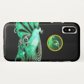 ELEGANTER PAKOCK IN GRÜN, JADE-MONOGRAMM Case-Mate iPhone HÜLLE (Rückseite (Horizontal))