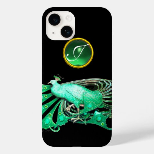 ELEGANTER PAKOCK IN GRÜN, JADE-MONOGRAMM Case-Mate iPhone HÜLLE (Rückseite)