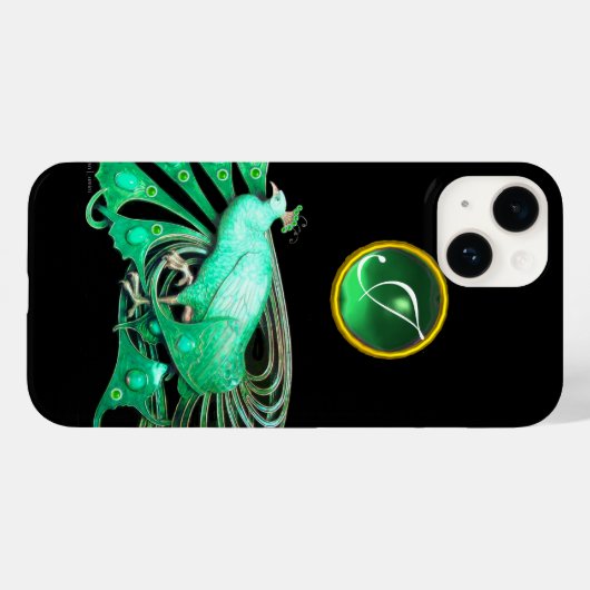 ELEGANTER PAKOCK IN GRÜN, JADE-MONOGRAMM Case-Mate iPhone HÜLLE (Rückseite (Horizontal))