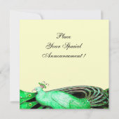 ELEGANTER PAKOCK IN GRÜN, SCHWARZ UND GOLD EINLADUNG (Rückseite)