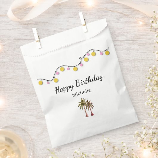 Eleganter Palm Trees String Lights Tropical Birthd Geschenktütchen (Ausgeschnitten)