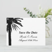 Eleganter Palmenstrand Hochzeit Save the Date Kart (Stehend Vorderseite)