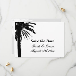 Eleganter Palmenstrand Hochzeit Save the Date Kart