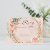 Eleganter Pampas Leaf Gold Farbdraht RSVP Karte (Stehend Vorderseite)