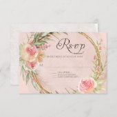 Eleganter Pampas Leaf Gold Farbdraht RSVP Karte (Vorne/Hinten)