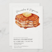 Eleganter Pancakes Pajamas Geburtstag Einladung (Vorne/Hinten)